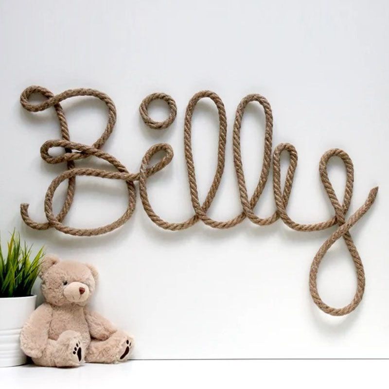 Giant Personalized Rope Wall Name For Nursery Decor, Extra Large Natural Decor For Living Room