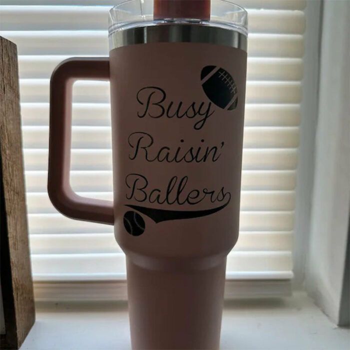 Personalized Engraved 40 oz Dishwasher Safe Tumbler | Cup with Handle