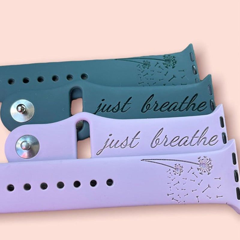 Just Breathe Engraved Watch Strap Compatible with Apple Watch Bands