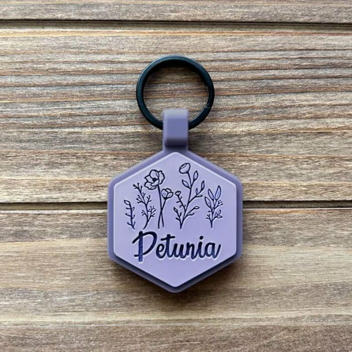 Silicone Dog ID  Hexagon Pet ID Engraved Pet Tag