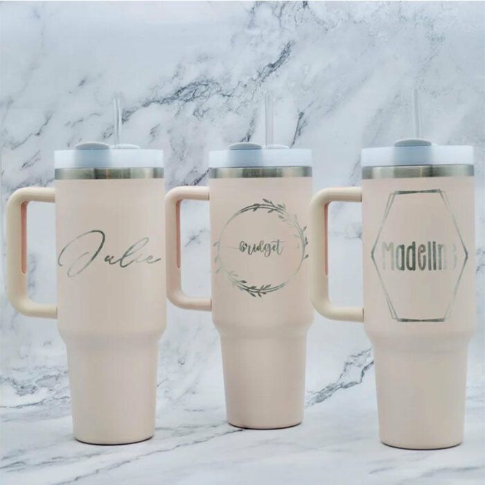 Personalized 40oz Bridal Party Tumbler with Handle & Straw