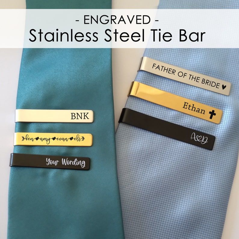 Engraved Tie Bar, Engraved Tie Clip, Personalized Tie Bar, Monogram Tie Bar, Monogram Tie Clip, Tie Clip Personalize, Tie Bar Personalized