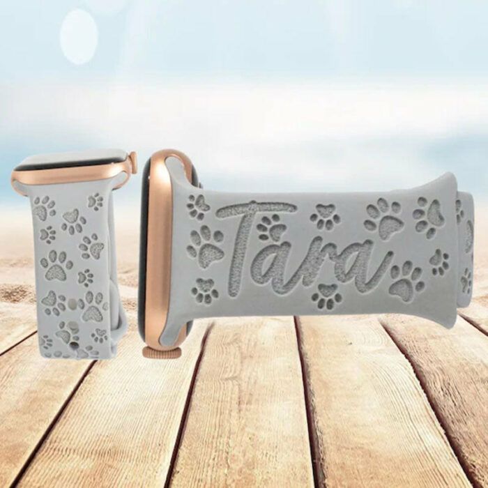 Personalized Engraved Watch Strap With Paws- Apple Watch Band
