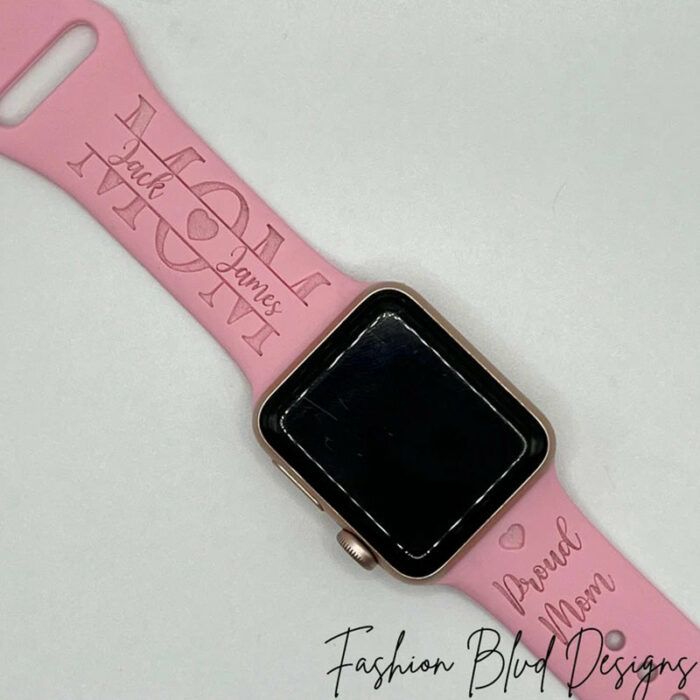 MOM Personalized Apple Watch Band Customized with Names & Custom Designs  Fits All Series