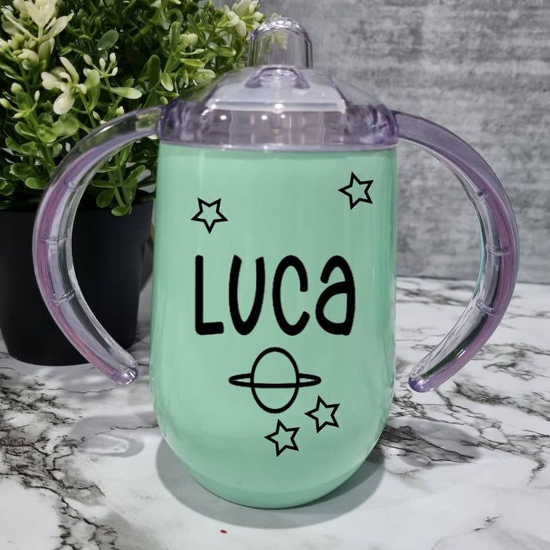 Stars And Planets Design Personalised Baby / Children's Stainless Sippy Cup
