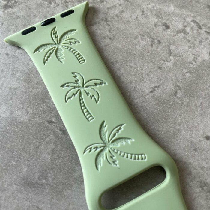 Apple Watch Silicone Sports Band  Strap - Custom Engraved Palm Trees Design