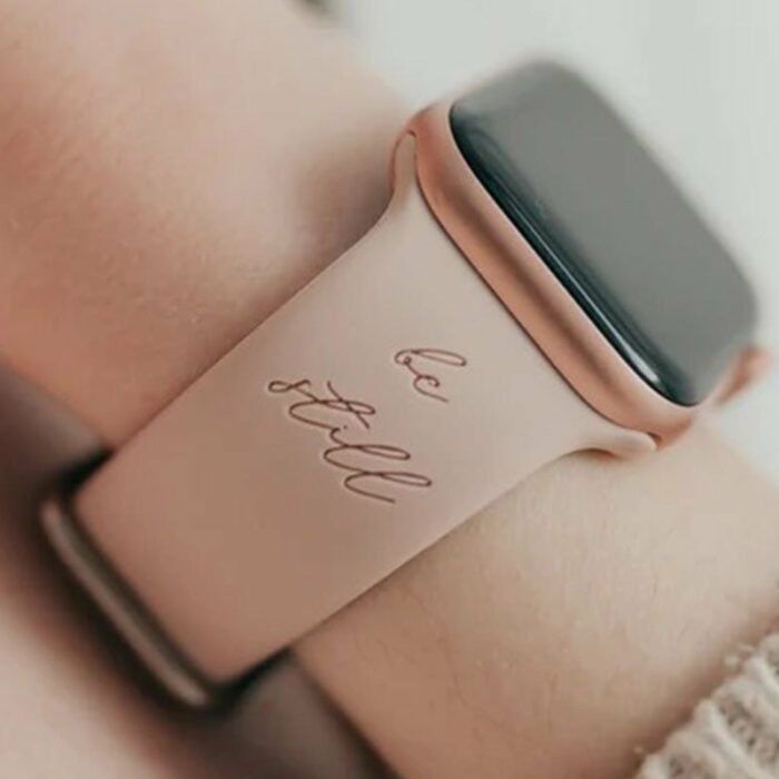 Be Still Engraved Watch Strap Compatible with Apple Watch, Faith Watch Band, Women's Watch Band