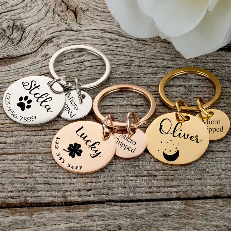 Dog Tags Microchipped Dog ID Tags Personalized Pet/Dog Collar/Name Tags Engraved Puppy Dog Tag for Dogs