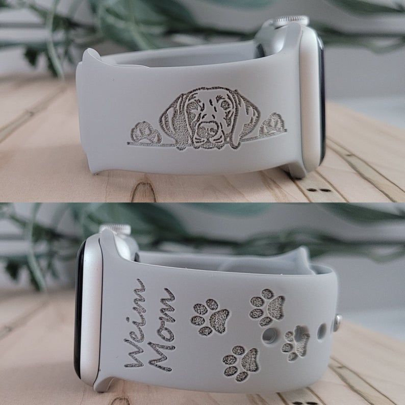 Engraved Watch Band DOG MOM BREED,Apple Watch Band