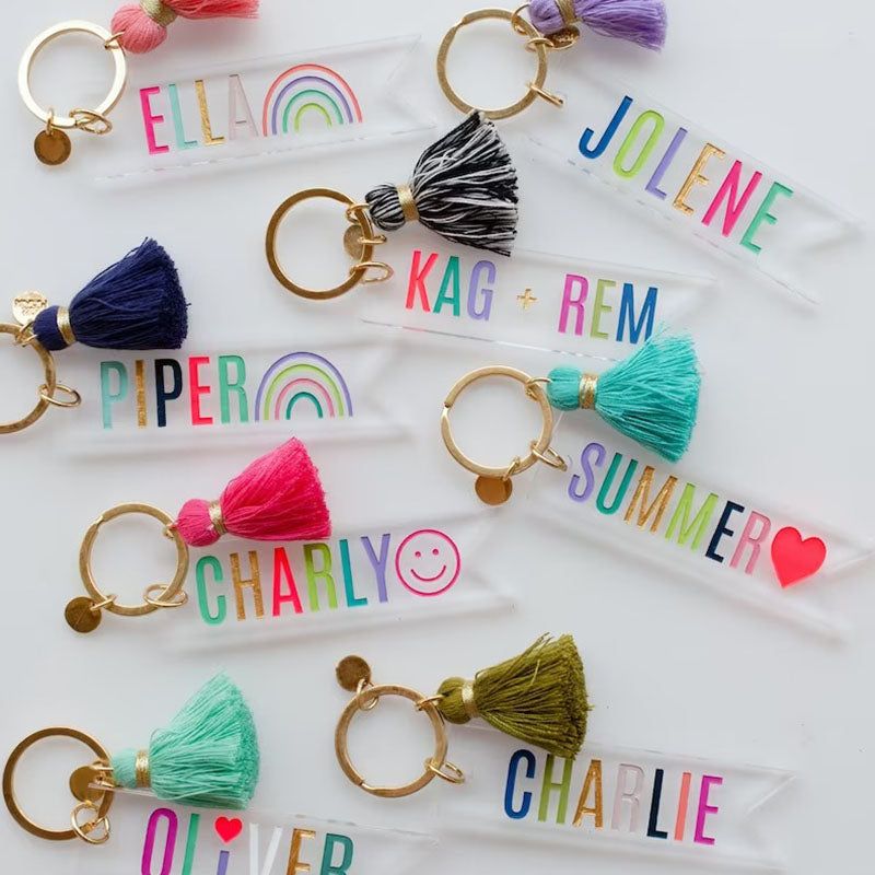 Personalized teachers gift, name keychain with tassel