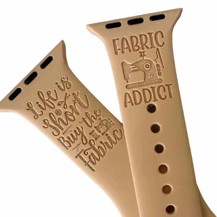 Fabric addict watch band, sewing apple band, series 7, laser engraved band