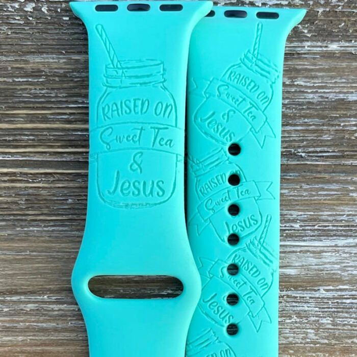 Sweet Tea and Jesus Engraved Watch Band Compatible with Apple Watch, personalized Watch Band