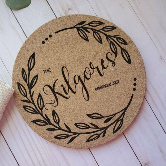 Personalized Cork Hot Plate Cork Pot Holder with Name Round Hot Dish Placemat