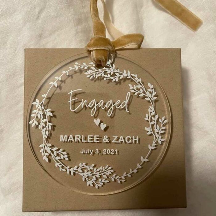 Acrylic Engaged Ornament Personalized Engagement Gift with Names Date