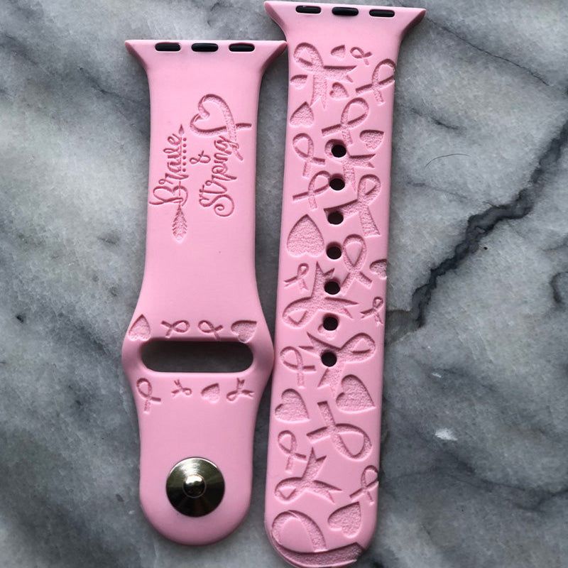 Cancer gift| Survivor gift| Breast cancer fighter| Cancer fighter gift Personalized Engraved iWatch Band Silicone Watch