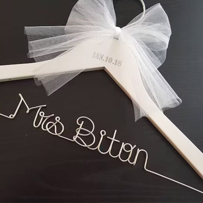 Wedding hanger with date name Bride hanger