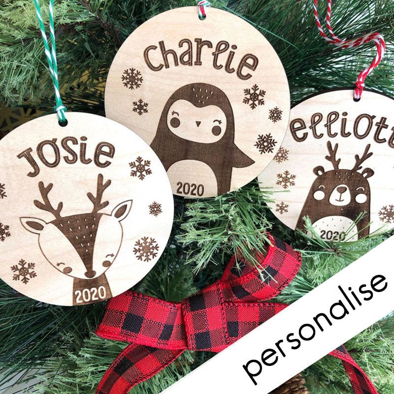 Scandinavian Animals Personalized Christmas Ornament