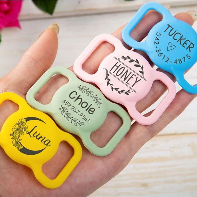 Pet Apple Air Tag Holder for Dog Collar Personalized Engraved Airtag Case Silicone Pet Collar Holder AirTag Dog Collar Cover Dog Tag Collar