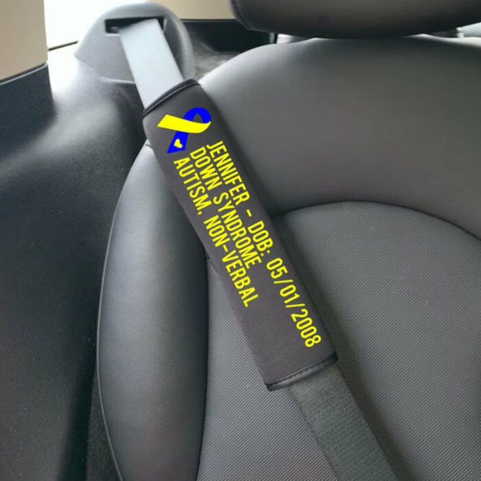 Down Syndrome Medical Alert Seatbelt Cover Set of 2