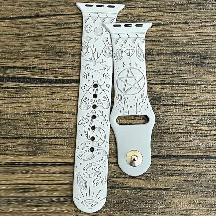 Celestial, Black Magic, Witchcraft Silicone Watch Band Laser Engraved Custom Watch Band