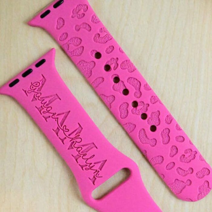 Mom/Mama Personalized Leopard Print Smart Watch Band, Laser Engraved Band