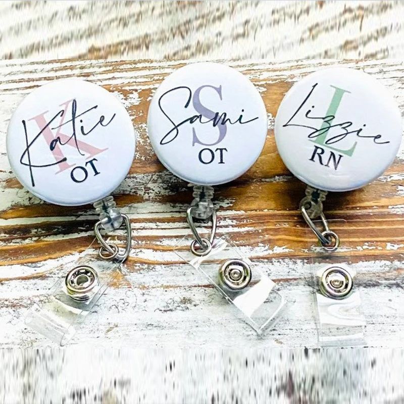 Personalized Badge Holder, Credential Badge, ID Badge Holder, Retractable Badge Reel, Gift
