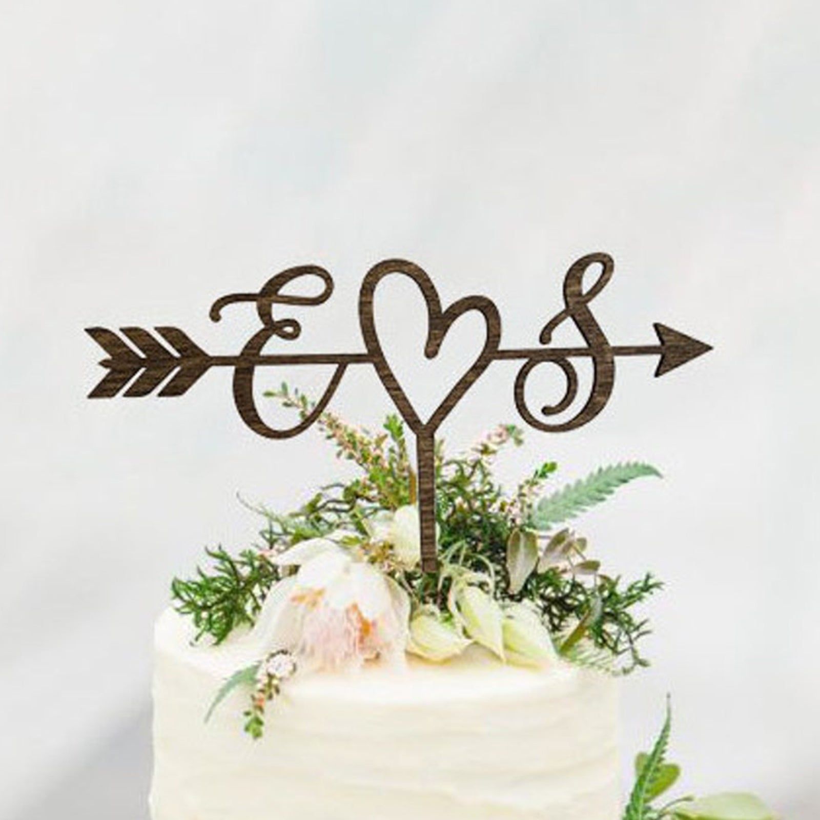 Rustic Wedding Arrow Cake Topper | Decoration | Beach wedding | Bridal Shower | Initials Cake Topper
