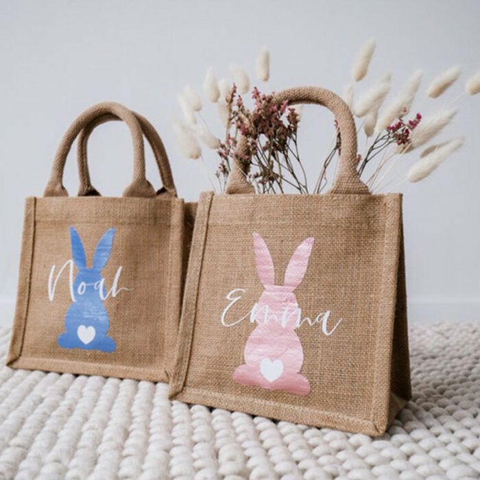 Easter bag personalized | Jute Easter Bag | Easter Bunny named | Easter basket for children