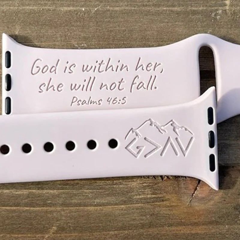 Psalms 46:5 Engrave Watch Bands, Series 1-7 +SE 38MM 40MM 41MM 42MM 44MM 45MM 49MM Scripture Watchband