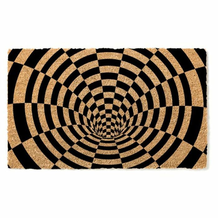 Hole Optical Illusion Pattern Door Mat | Quirky Cool Checkered Doormat | Welcome Mat