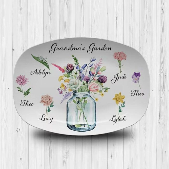 Birth Month Flower Plate, Personalized Family Platter
