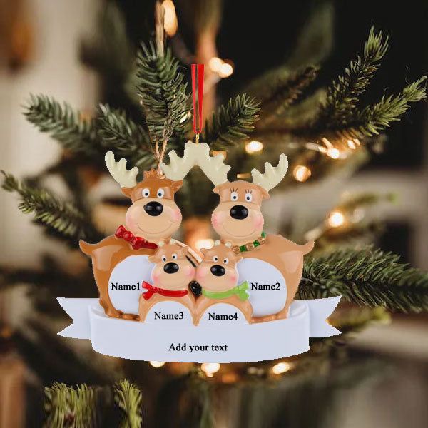 Personalized Reindeer Family Ornament Custom Handwritten Names