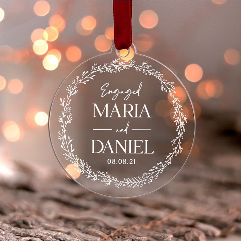 First Christmas Engaged Ornament, Mr & Mrs Couple Christmas Bauble Decoration