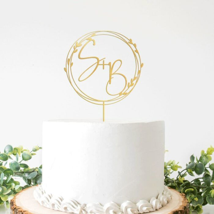 Gold monogram wedding cake topper Personalized,Custom initials cake topper,Mr and Mrs cake topper