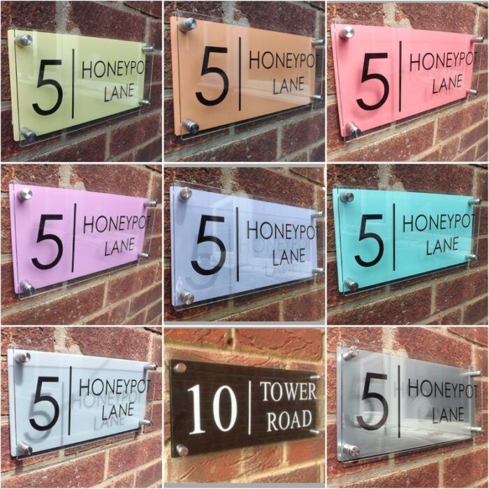 Acrylic Modern house sign plaque door number street small and large size house name plaques