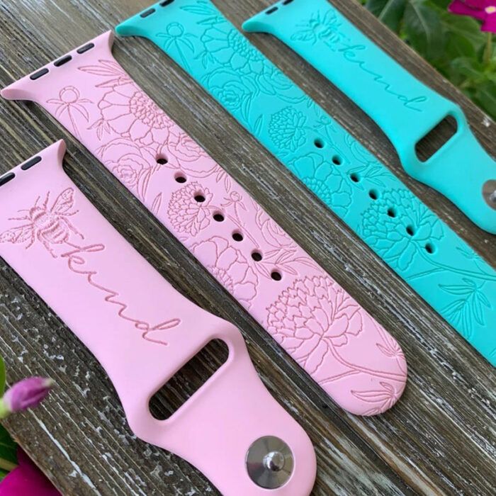 Bee Kind Floral Engraved Watch Band Compatible With Apple Watch Bands