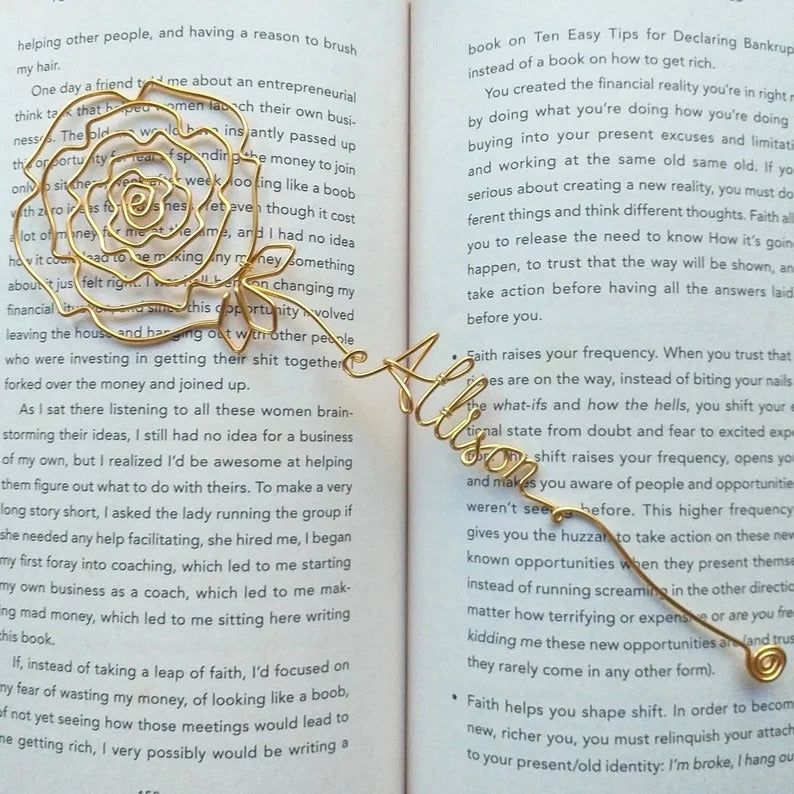 Rose Wire Name, Personalized Gift, Planner Accessory Bookmark
