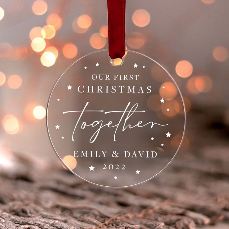 Our First Christmas Together Ornament, 1st Christmas Married Christmas Bauble, Custom Engagement Gifts