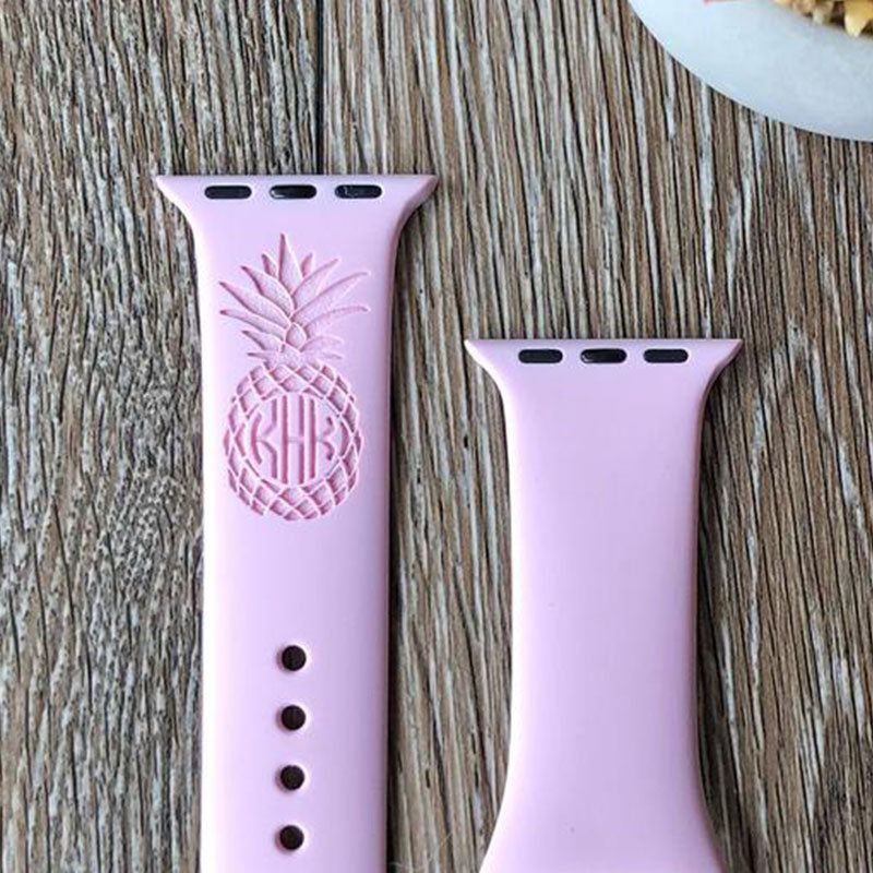 Pineapple Monogram Silicone Watch Band Compatible with Apple Watch