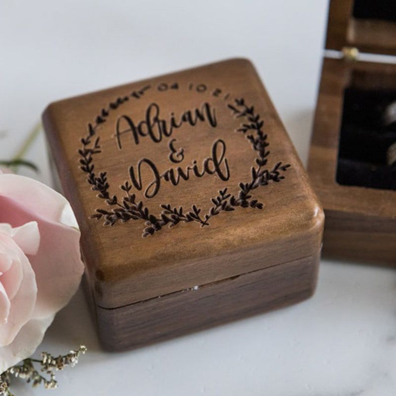 Personalized Wedding Ring Box, Wood Ring Box, Engagement Ring Box