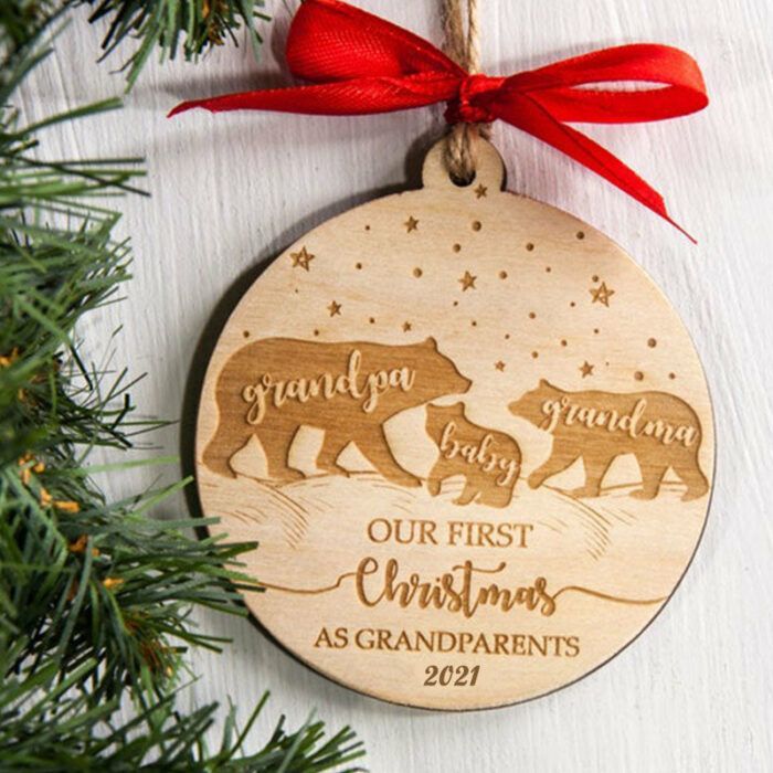 Our First Christmas as a Family of Three - Mama Papa Baby Bear Ornament - Growing Family of 3