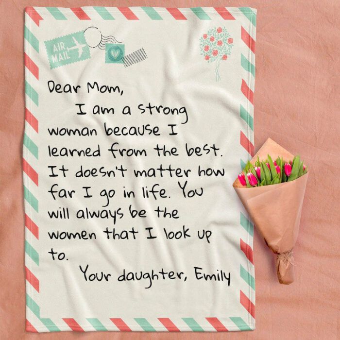 Mother's Day Gifts - Gifts for Mom - Personalized Mom Blanket - Letter to Mom w/ Your Own Finish - Mom Gifts from Daughter, Son