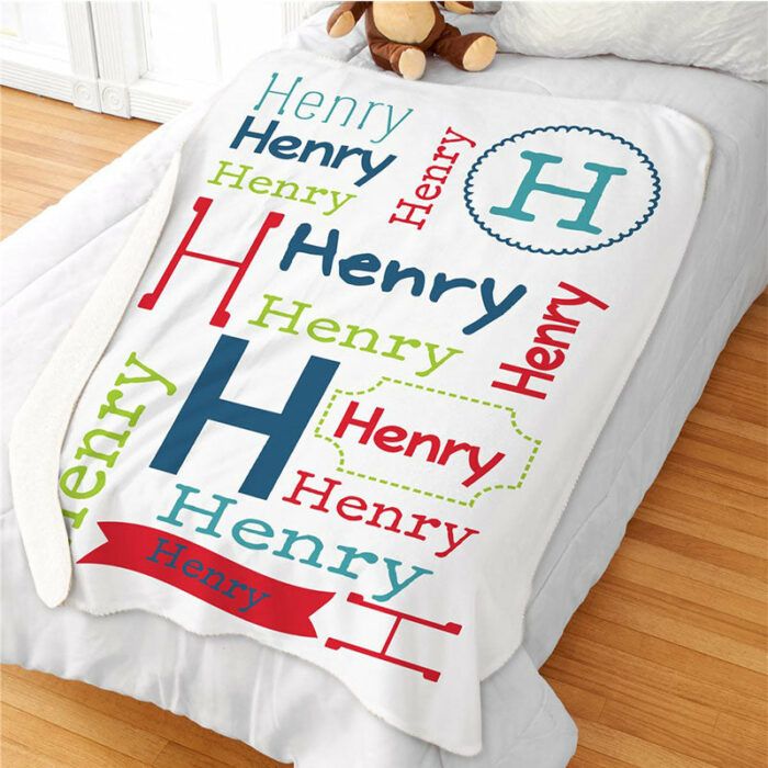 Personalized Repeating Name Sherpa Blanket