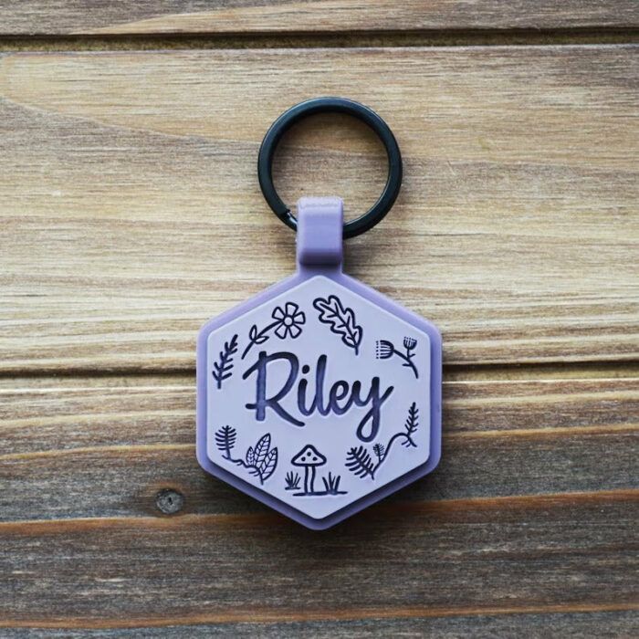 Silicone Dog ID  Hexagon Pet ID Engraved Pet Tag