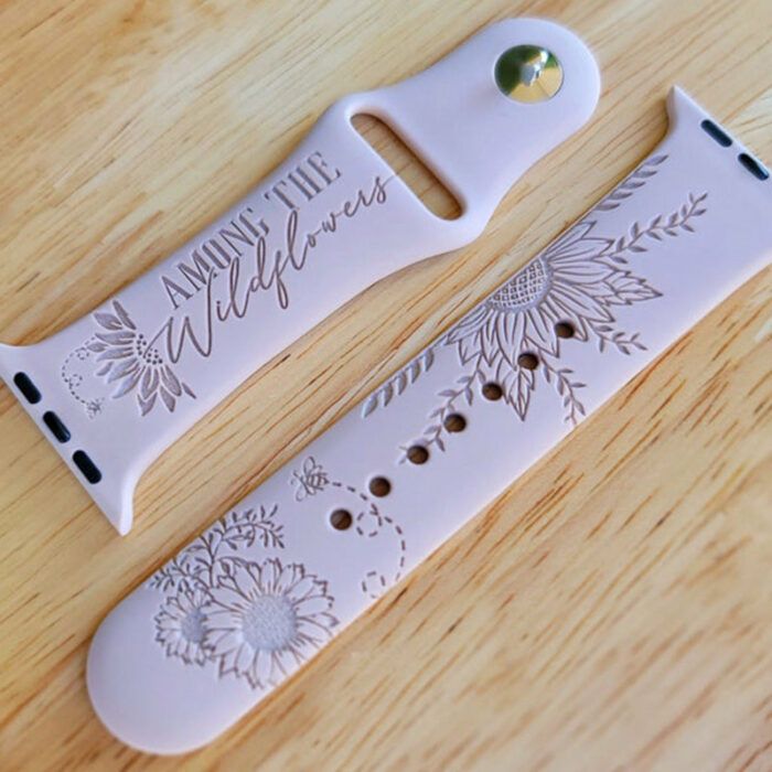 Sunflower Engraved Watch Band compatible for the "A" Smartwatch, Personalized Apple watch band  for Apple, Samsung