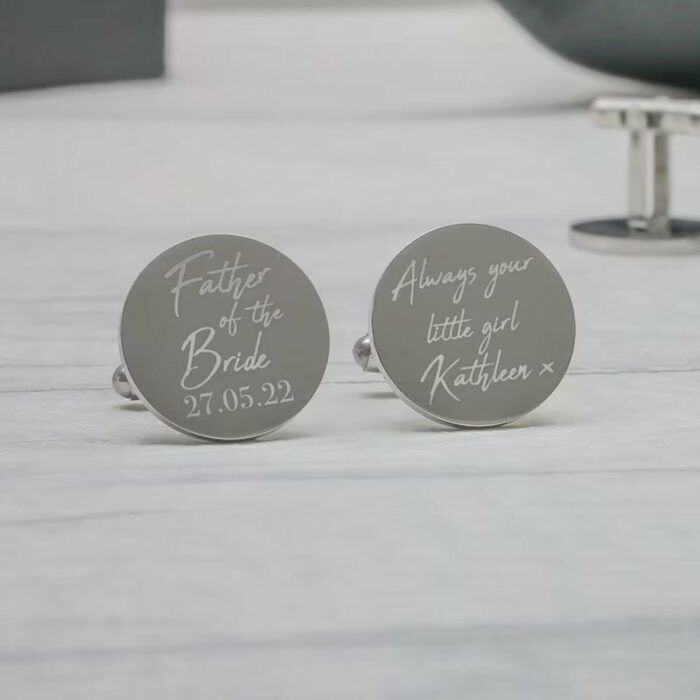 Personalised Engraved Father of the Bride Cufflinks, Wedding Cufflinks