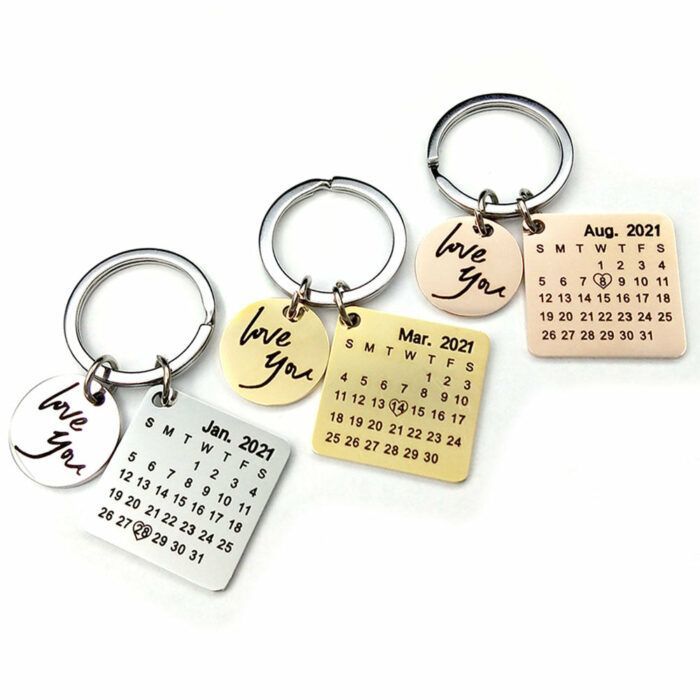 Personalized Calendar keychain,Custom Date Save Key Chain