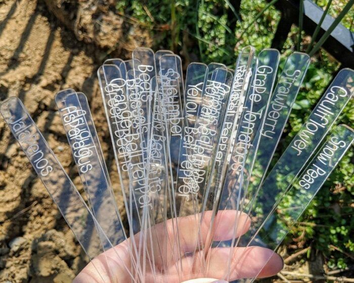 Laser Engraved Clear Veggie/Herb Garden Tags Packs