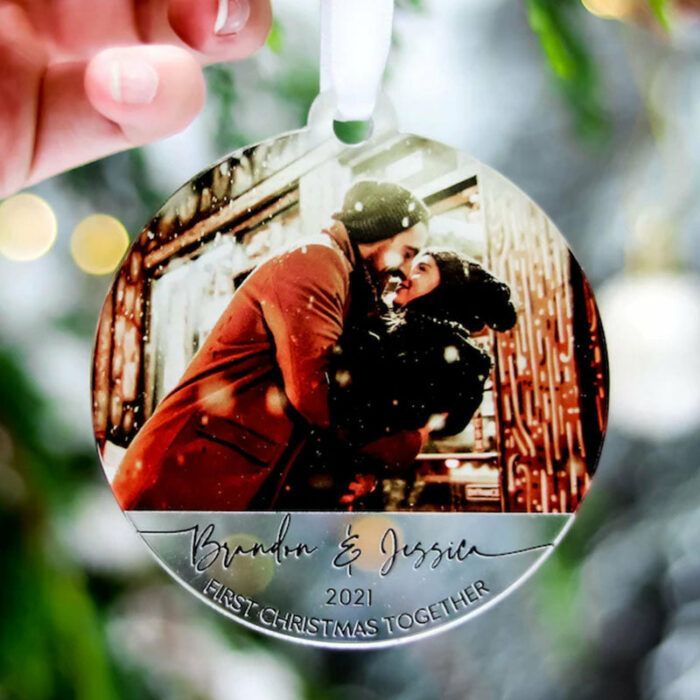 Our First 1st Christmas Couple Ornament, Personalised Photo Bauble