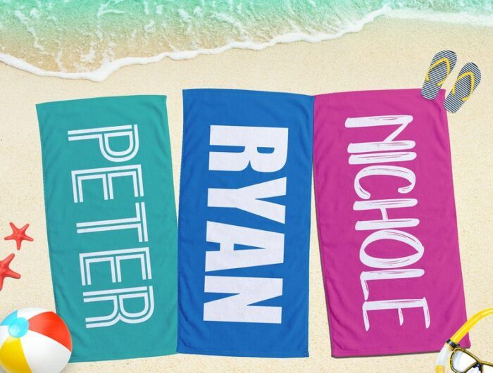 Bold Font Style Personalized Beach Towel Personalized Name Bath Towel Custom Pool Towel Beach Towel With Name